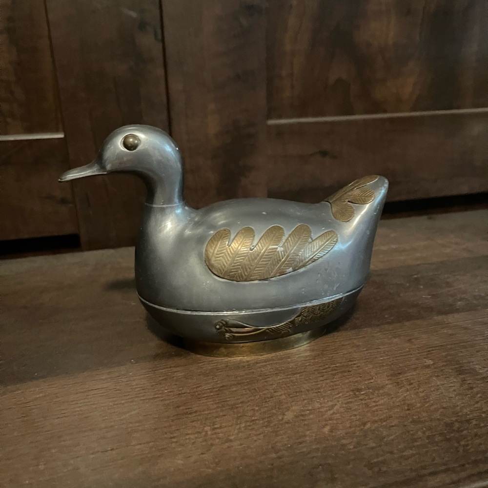 Silver and Gold Duck Trinket Box